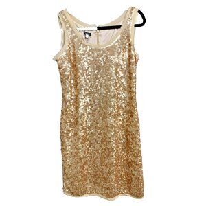 NWT TALBOTS Gold Sequin Silk Sleeveless Party Dress Holiday Formal Gala Dance